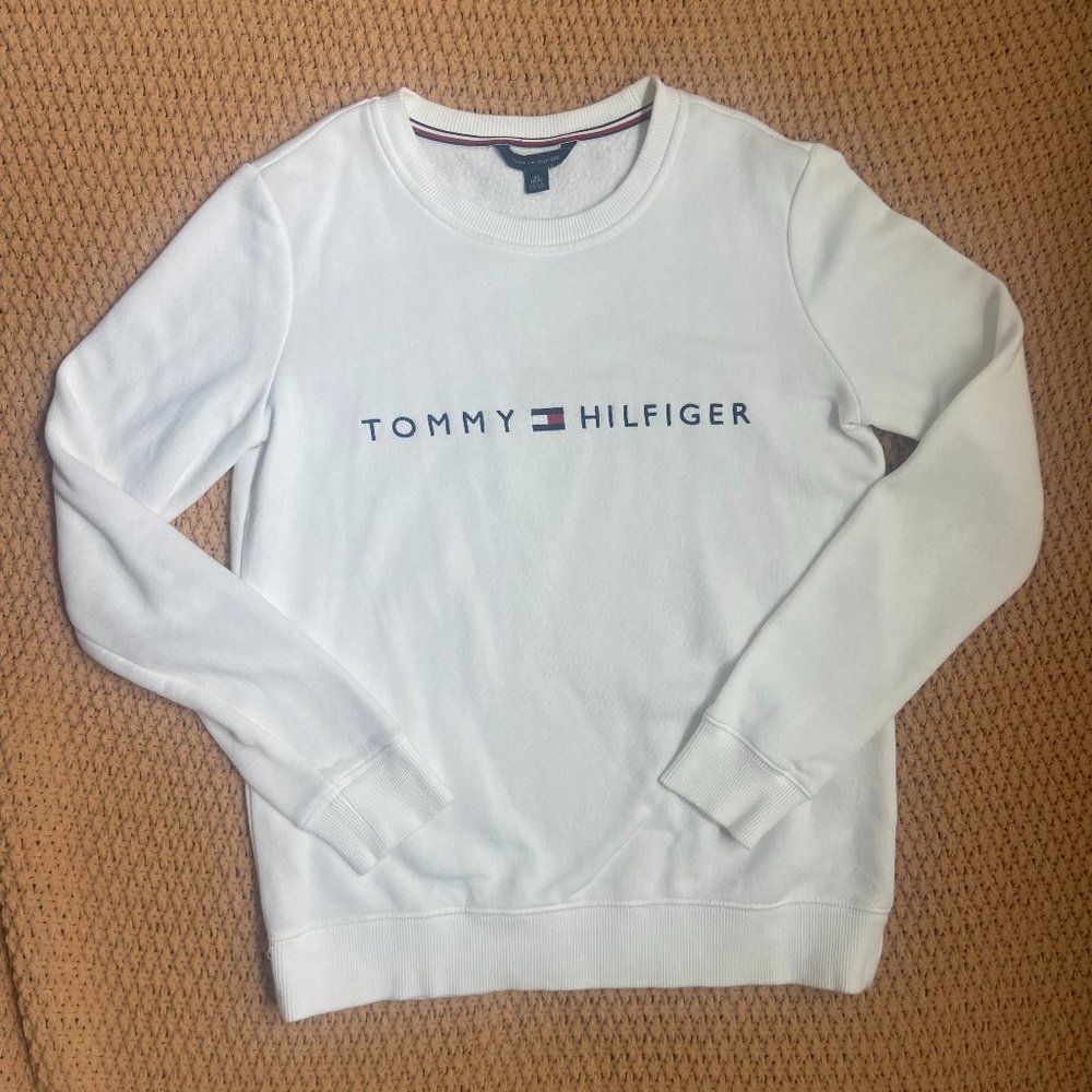 White Tommy Hilfiger Women's Crew Neck Sweatshirt